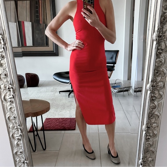 Mango Red Midi Bodycon Dress Size XS - Picture 1 of 9